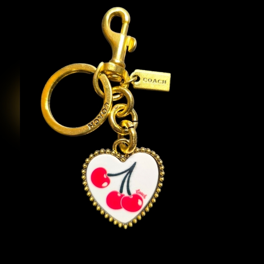 Letter "C" Cherry Heart Keychain | Keyfob | Bag Charm